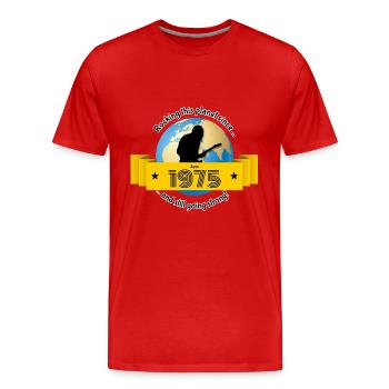 50. Geburtstag Rocking this planet since 06/1975 - Männer Premium Bio T-Shirt - Rot - Vorne - Damien (186cm)