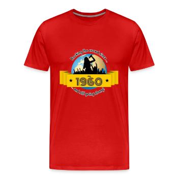 65. Anniversaire Secouant la foule depuis 07/1960 - T-shirt bio Premium Homme - rouge - Devant - Damien (186cm)