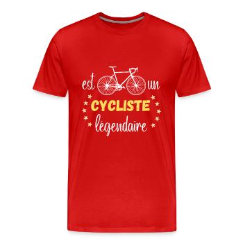 Prénom est un Cycliste Légendaire - T-shirt bio Premium Homme - rouge - Devant - Damien (186cm)
