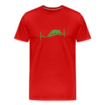 Chamäleon Herzschlag Geschenk Haustiere - Männer Premium Bio T-Shirt - Rot - Vorne - Damien (186cm)