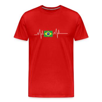 Drapeau du Brésil Heartbeat - T-shirt bio Premium Homme - rouge - Devant - Damien (186cm)