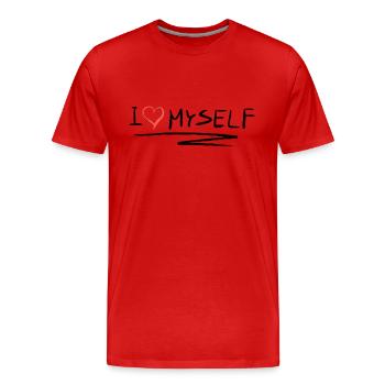 Je m’aime moi-même amour de cœur - T-shirt bio Premium Homme - rouge - Devant - Damien (186cm)