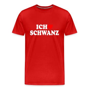 Ich liebe schwanz - Männer Premium Bio T-Shirt - Rot - Vorne - Damien (186cm)