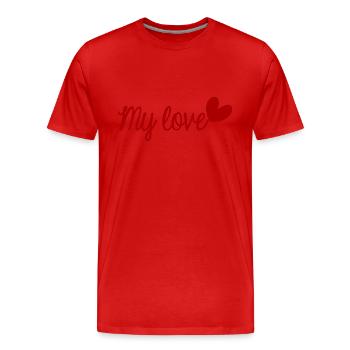 VALENTINE'S DAY. Bachelorette party. I LOVE YOU. I LOVE YOU. LOVE - Men's Premium Organic T-Shirt - red - Front - Damien (186cm)