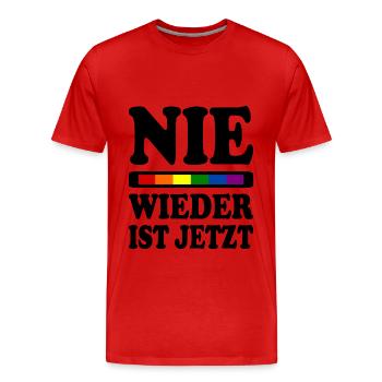 Nie wieder ist jetzt - Männer Premium Bio T-Shirt - Rot - Vorne - Damien (186cm)