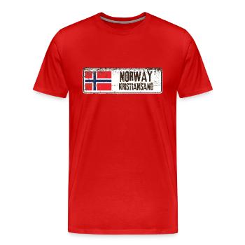 Kristiansand Drapeau de la Norvège - T-shirt bio Premium Homme - rouge - Devant - Damien (186cm)