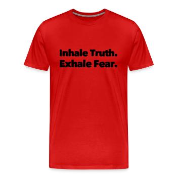 Inhale & Exhale - Men's Premium Organic T-Shirt - red - Front - Damien (186cm)
