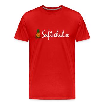 Saftschubse - Männer Premium Bio T-Shirt - Rot - Vorne - Damien (186cm)