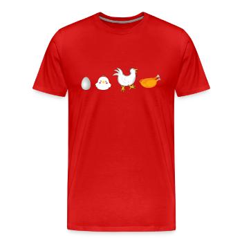 evolution egg chicken rooster hen original - Men's Premium Organic T-Shirt - red - Front - Damien (186cm)