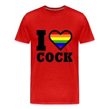 I love cock - Men's Premium Organic T-Shirt - red - Front - Damien (186cm)