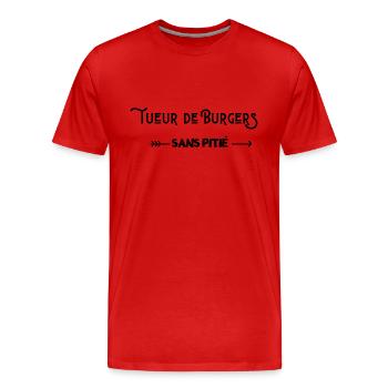 Tueurs de burgers sans pitié - T-shirt bio Premium Homme - rouge - Devant - Damien (186cm)