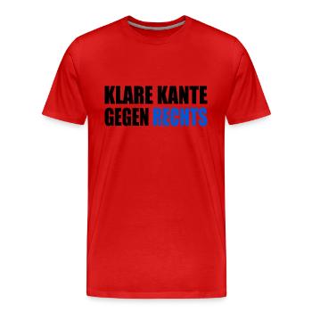 klare kante gegen rechts - Männer Premium Bio T-Shirt - Rot - Vorne - Damien (186cm)