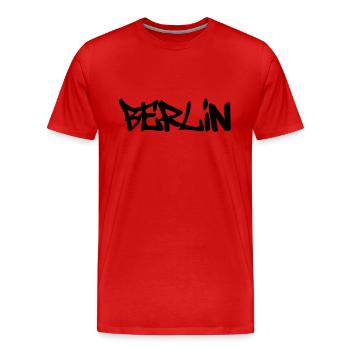 Berlin - Männer Premium Bio T-Shirt - Rot - Vorne - Damien (186cm)