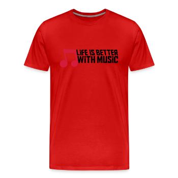 Life is Better with Music note cool party logo fei - Männer Premium Bio T-Shirt - Rot - Vorne - Damien (186cm)
