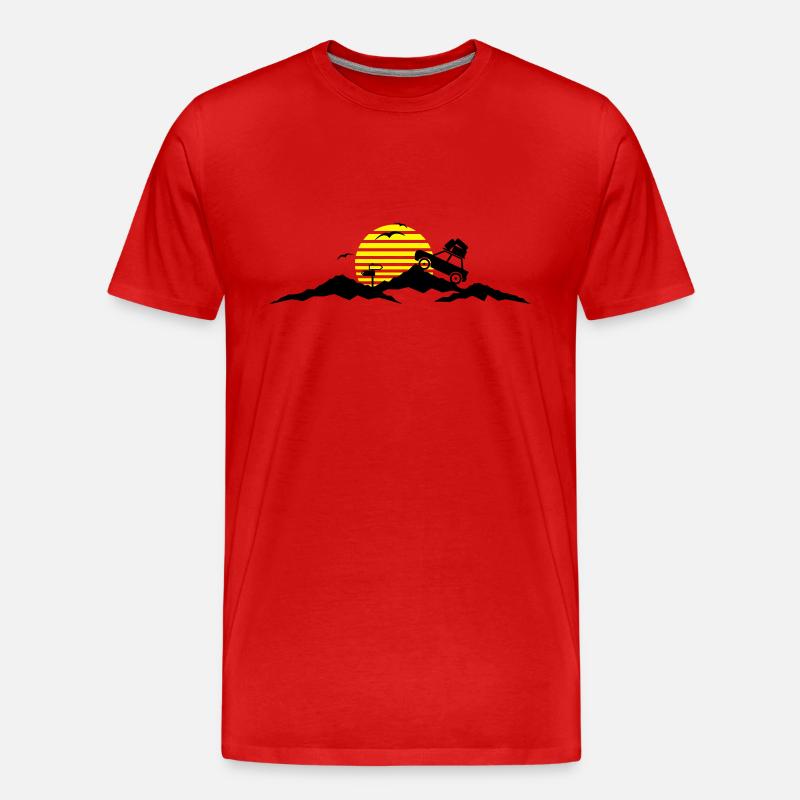 Reise - Berge Auto - Männer Premium Bio T-Shirt - Rot