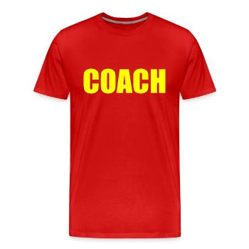 Coach - Men's Premium Organic T-Shirt - red - Front - Damien (186cm)