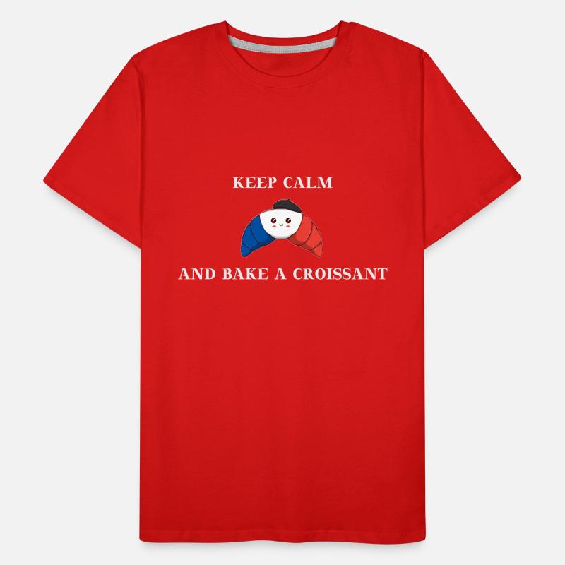 Keep calm and bake a croissant Geschenkidee Männer Premium Bio T-Shirt