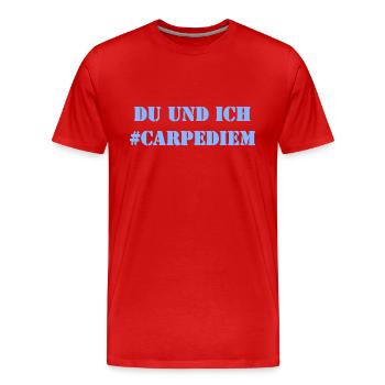 Du und Ich - Carpe Diem - Männer Premium Bio T-Shirt - Rot - Vorne - Damien (186cm)