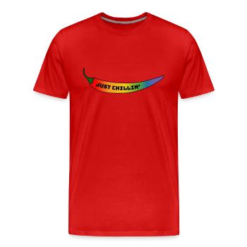CSD Gay T Shirt Rainbow Chili juste chillin - T-shirt bio Premium Homme - rouge - Devant - Damien (186cm)