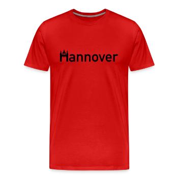 Hanover Town Sign Skyline with New Town Hall - Men's Premium Organic T-Shirt - red - Front - Damien (186cm)