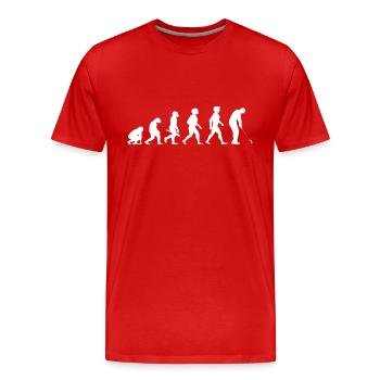 Evolution Golf Golfer Golfspieler Golfplatz - Männer Premium Bio T-Shirt - Rot - Vorne - Damien (186cm)