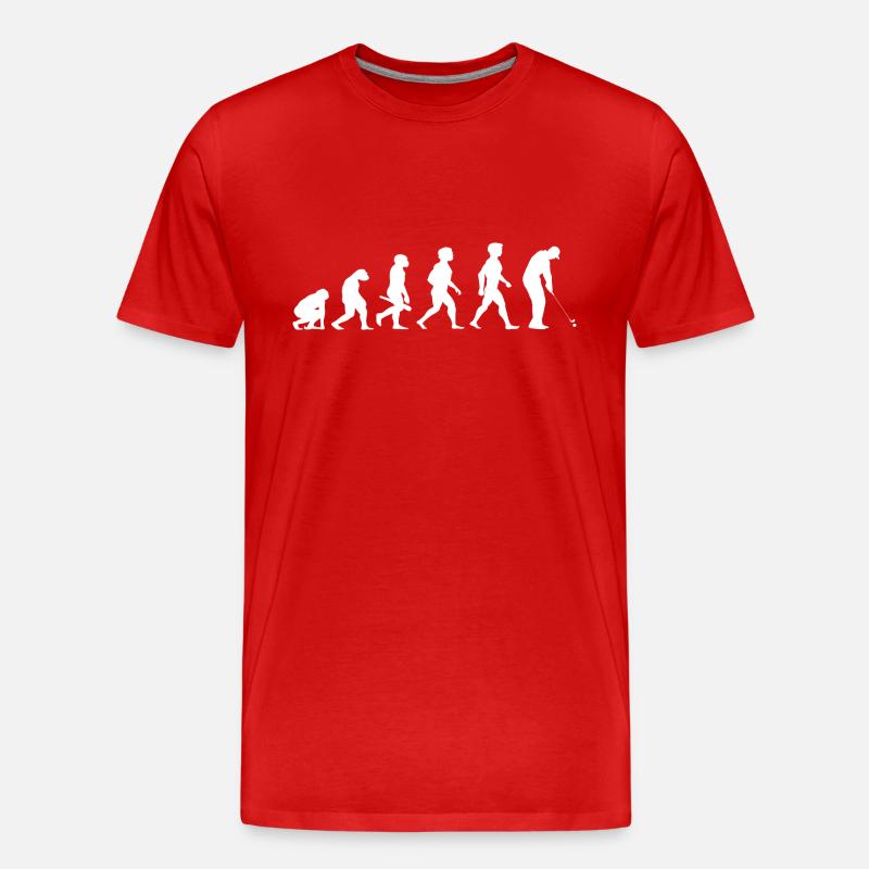 Evolution Golf Golfer Golfspieler Golfplatz - Männer Premium Bio T-Shirt - Rot