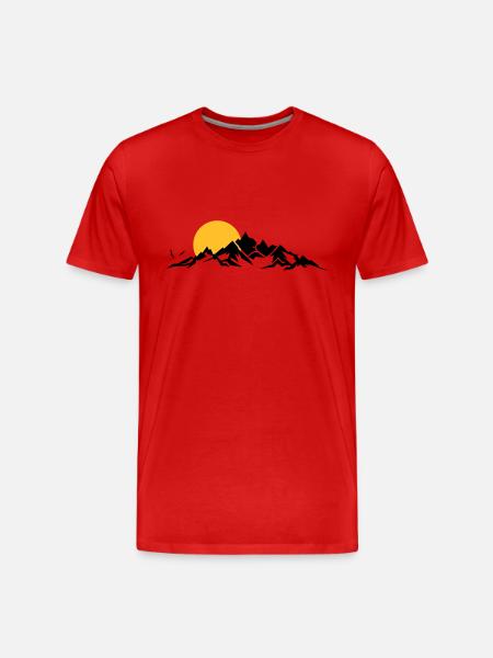 Landschaft - Berge Sonne - Männer Premium Bio T-Shirt - Rot