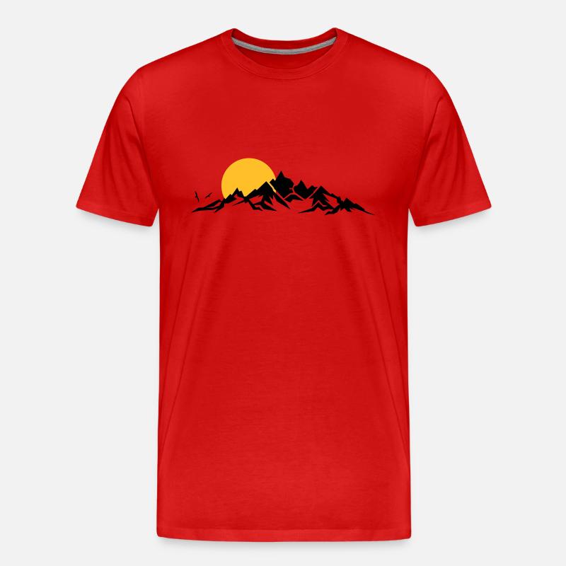 Landschaft - Berge Sonne - Männer Premium Bio T-Shirt - Rot