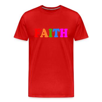 Faith - Men's Premium Organic T-Shirt - red - Front - Damien (186cm)