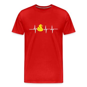 Battement de cœur canard - T-shirt bio Premium Homme - rouge - Devant - Damien (186cm)