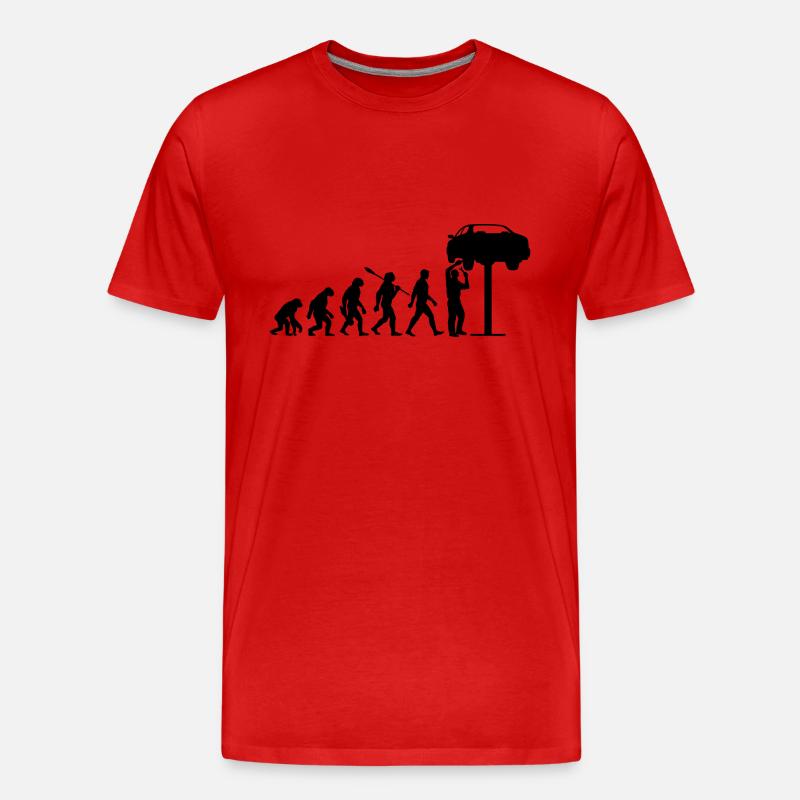 Evolution - Auto - KfZ Mechaniker - Schrauber - Männer Premium Bio T-Shirt - Rot