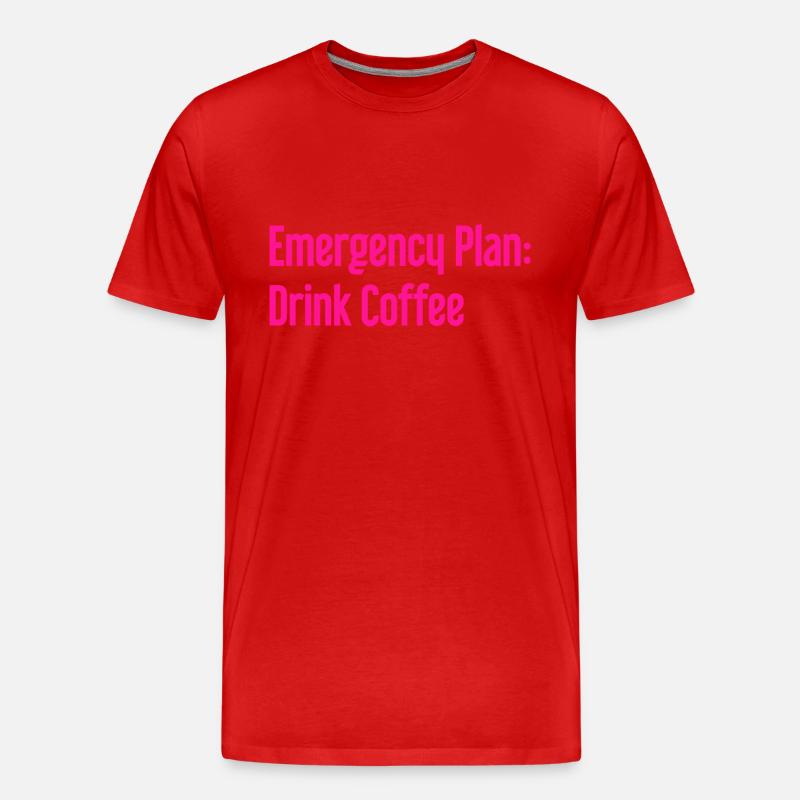 Kaffee-Notfallplan - Männer Premium Bio T-Shirt - Rot
