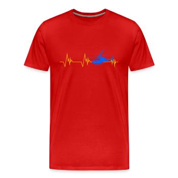 Hubschrauber Herzschlag Geschenk Flugsport - Männer Premium Bio T-Shirt - Rot - Vorne - Damien (186cm)