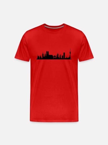 Skyline muc_neu - Männer Premium Bio T-Shirt - Rot