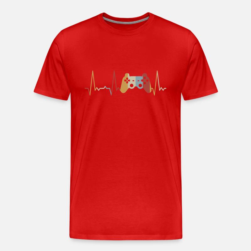 Herzschlag Game Controller - Männer Premium Bio T-Shirt - Rot
