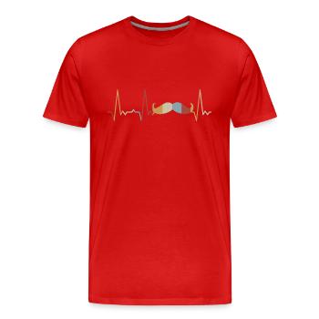 Herzschlag Schnurrbart - Männer Premium Bio T-Shirt - Rot - Vorne - Damien (186cm)