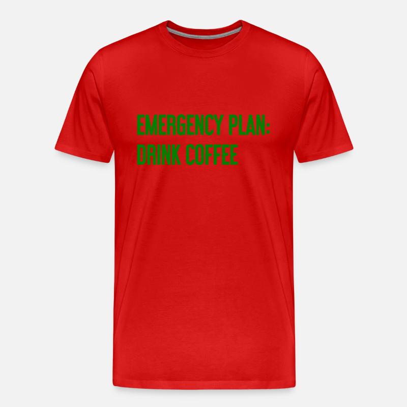Kaffee-Notfallplan - Männer Premium Bio T-Shirt - Rot
