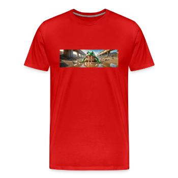 giant slimy drooling frog rise of mutant monster - Men's Premium Organic T-Shirt - red - Front - Damien (186cm)