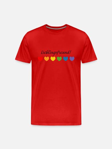Regenbogenherzchen Lieblingsfreund - Männer Premium Bio T-Shirt - Rot