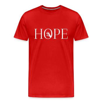 Hand in Hand hoffen - Männer Premium Bio T-Shirt - Rot - Vorne - Damien (186cm)