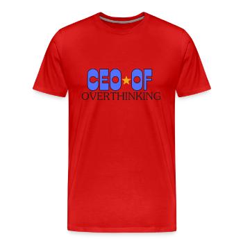 CEO of Overthinking - Men's Premium Organic T-Shirt - red - Front - Damien (186cm)