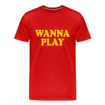 Wanna play - Men's Premium Organic T-Shirt - red - Front - Damien (186cm)