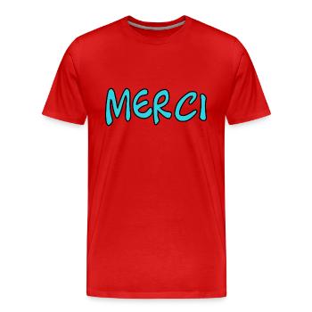 MERCI. MAÎTRESSE. MAÎTRE. MERCI MAÎTRESSE. MAITRE - T-shirt bio Premium Homme - rouge - Devant - Damien (186cm)