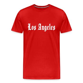 Los Angeles - Men's Premium Organic T-Shirt - red - Front - Damien (186cm)
