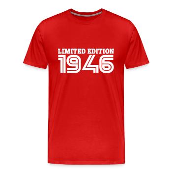 1946 - Né en 1946 - Fantastique depuis 1946 - T-shirt bio Premium Homme - rouge - Devant - Damien (186cm)