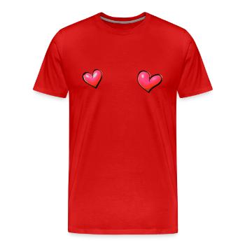 deux cœurs cœur rose coeur - T-shirt bio Premium Homme - rouge - Devant - Damien (186cm)