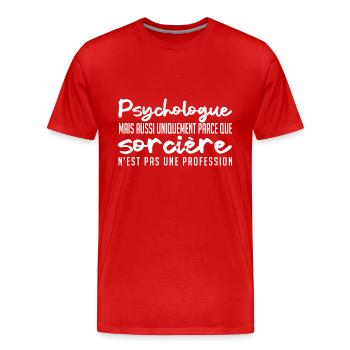 Psychologue Sorcière - T-shirt bio Premium Homme - rouge - Devant - Damien (186cm)