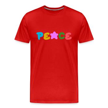 Paix Pensée positive - T-shirt bio Premium Homme - rouge - Devant - Damien (186cm)