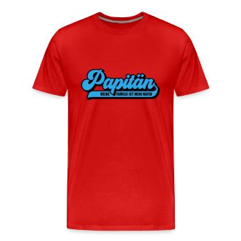 Farben änderbar | Papitän Papa Kapitän Vatertag - Männer Premium Bio T-Shirt - Rot - Vorne - Damien (186cm)