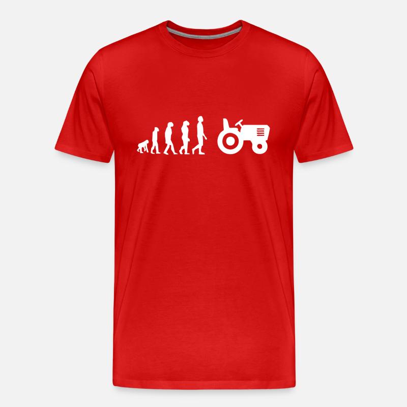 Evolution Traktor - Männer Premium Bio T-Shirt - Rot